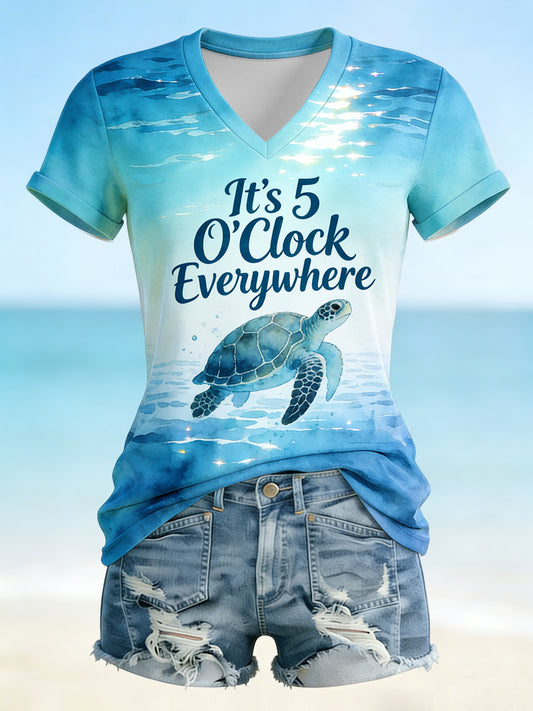 Its 5 oclock everywhere womens gradient ocean tshirt