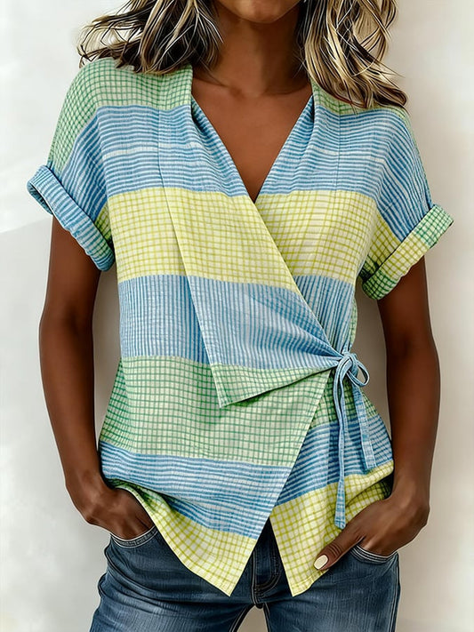 Dámské vintage plaid vneck košile
