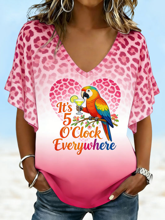 Its 5 oclock everywhere womens hawaiian leopardprint heart tshirt