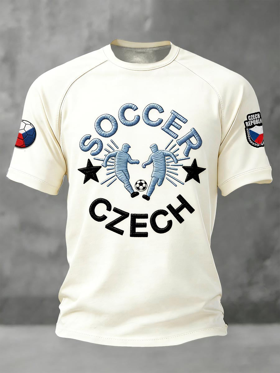 Pánské 100% cottton czech football print offwhite dropshoulder jersey tshirt