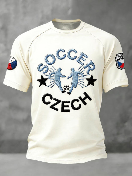 Pánské 100% cottton czech football print offwhite dropshoulder jersey tshirt