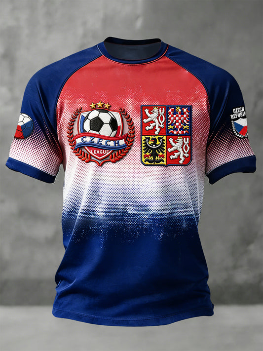 Pánské české vlajky fotbal vytisknout kapkarameno jersey tshirt