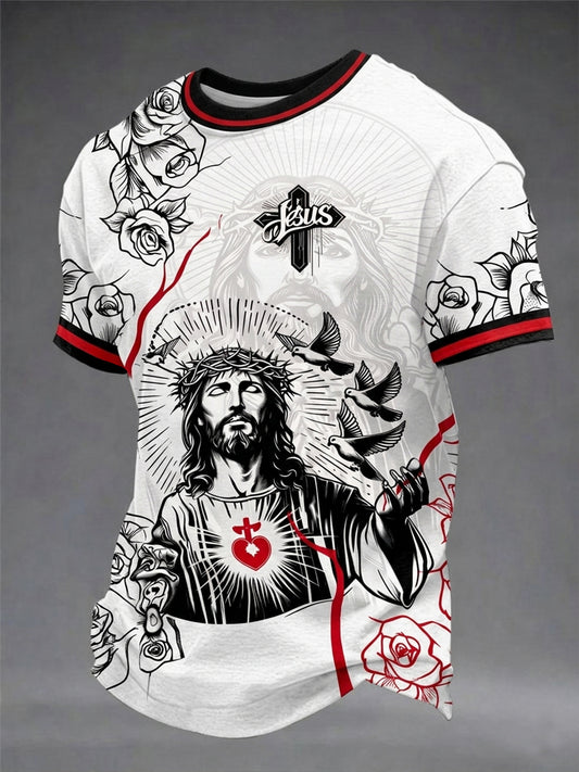 Mens jesus print casual tee