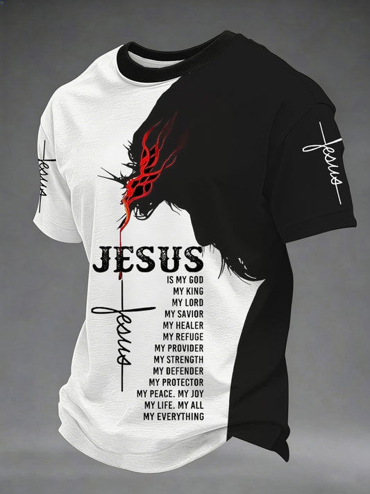 Mens jesus print casual tee