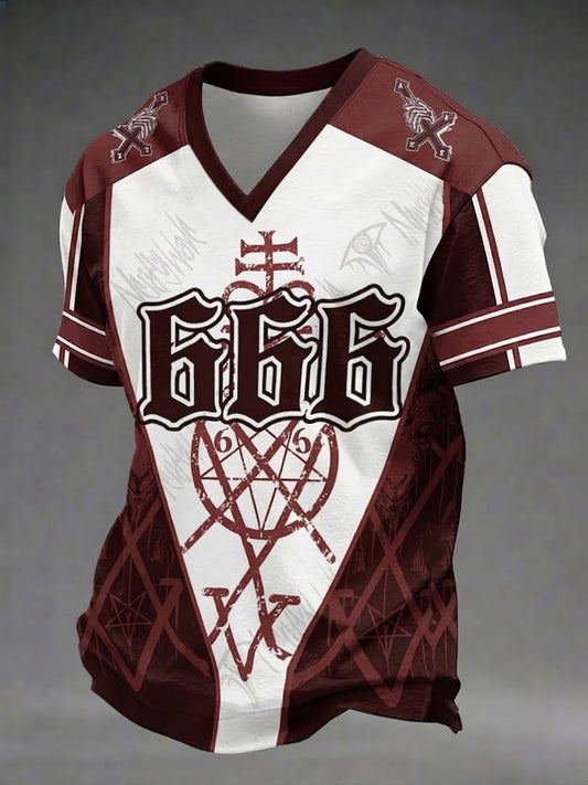 Pánské démon vytištěné tshirt v krku