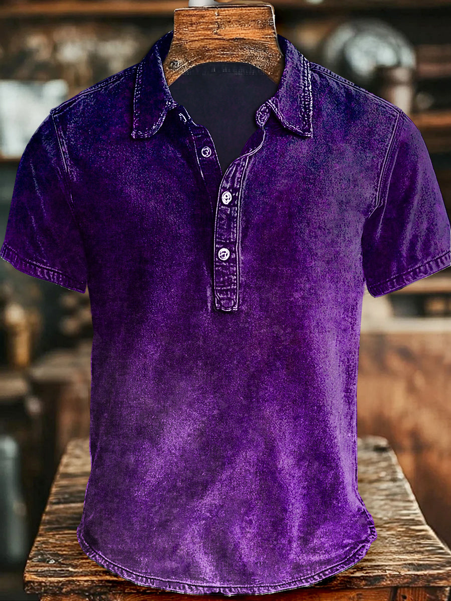 Purple gradient print casual shortsleeve shirt