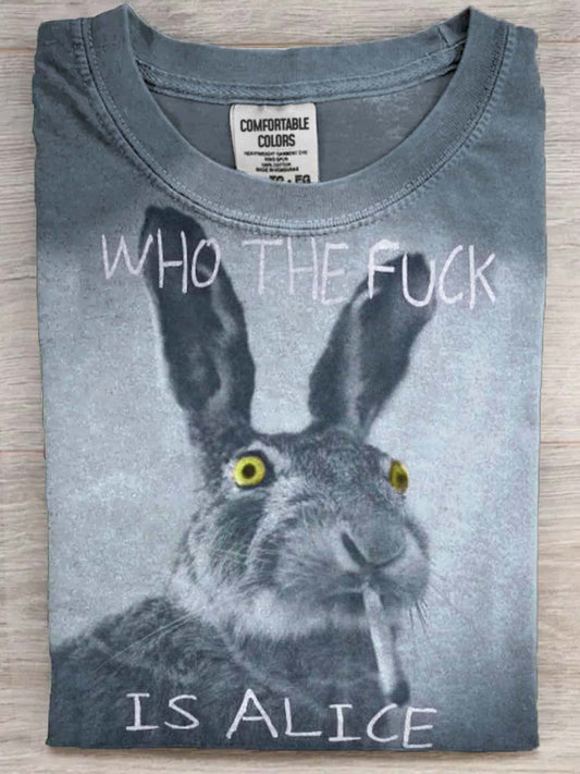 Legrační text bunny kouření vytisknout náhodné krátké rukávy tshirt