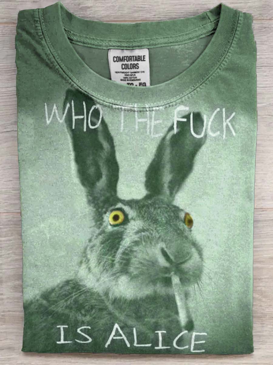 Legrační text bunny kouření vytisknout náhodné krátké rukávy tshirt