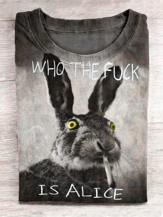 Funny cute bunny smoking print casual krátké rukávy tshirt