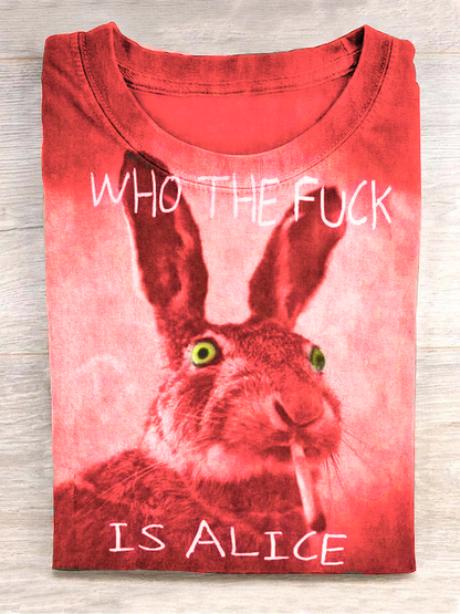 Funny cute bunny smoking print casual krátké rukávy tshirt