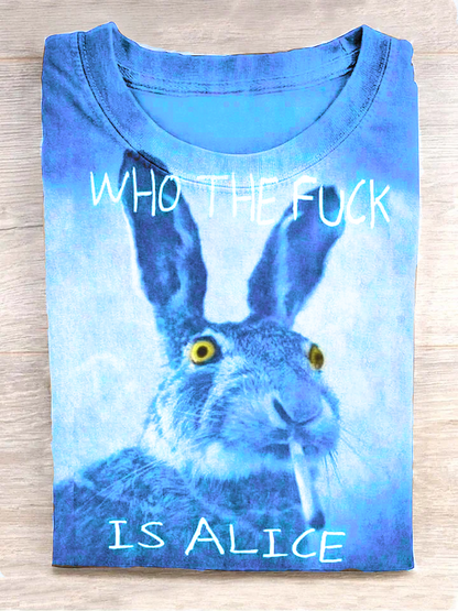 Funny cute bunny smoking print casual krátké rukávy tshirt