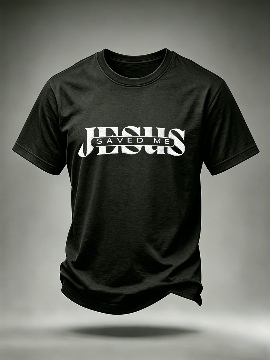 Mens christian jesus saved me john 3:16 cross print tshirt with short sleeve