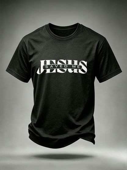 Mens christian jesus saved me john 3:16 cross print tshirt with short sleeve