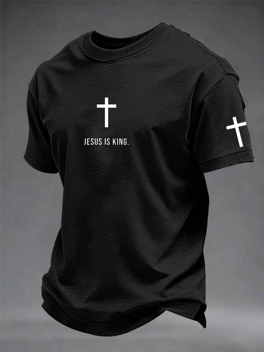 Pánské ježíš je král imitace bavlněné tričko s krátkými rukávy