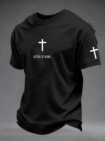 Pánské ježíš je král imitace bavlněné tričko s krátkými rukávy