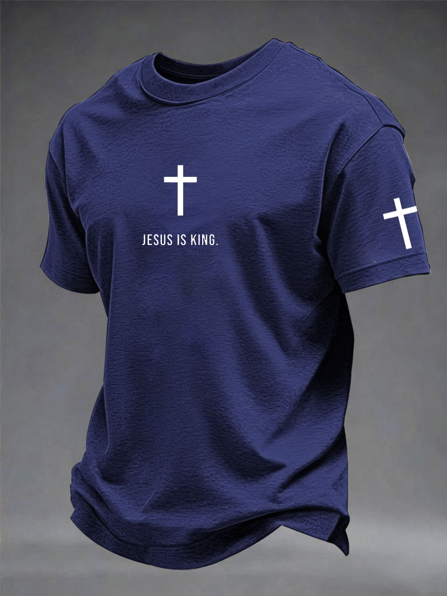 Pánské ježíš je král imitace bavlněné tričko s krátkými rukávy