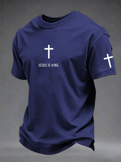 Pánské ježíš je král imitace bavlněné tričko s krátkými rukávy