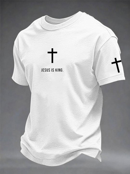 Pánské ježíš je král imitace bavlněné tričko s krátkými rukávy