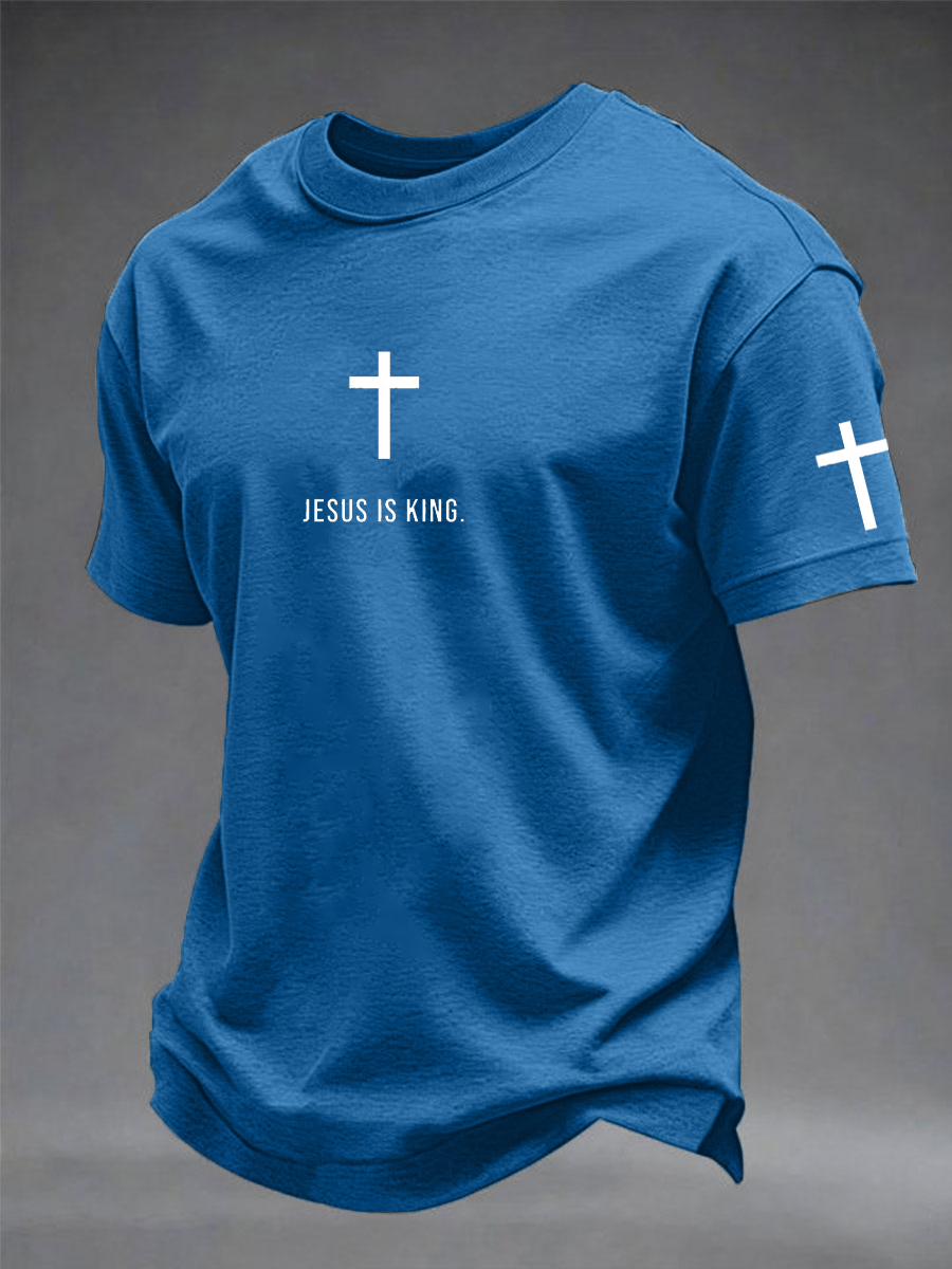 Pánské ježíš je král imitace bavlněné tričko s krátkými rukávy