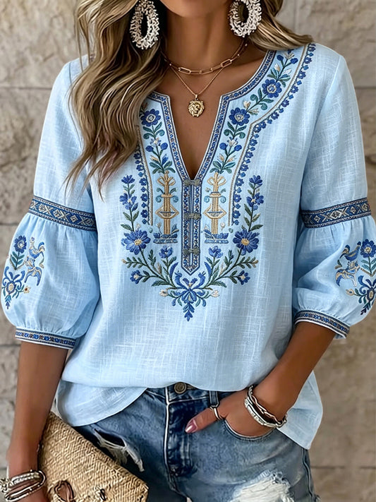 Dámské švédské midsummer floral art casual vneck tshirt