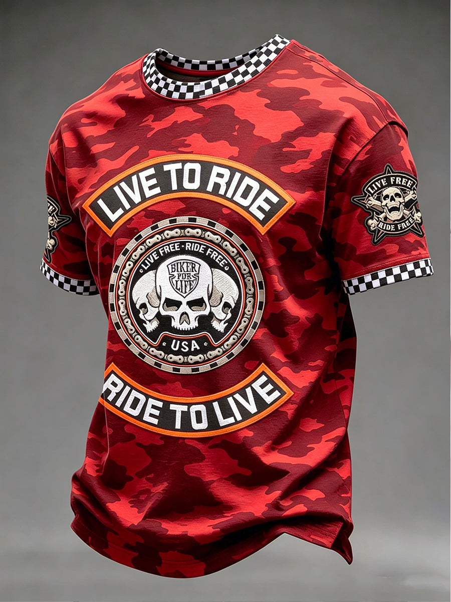 Ride to free printed vintage fashion loose short sleeve tshirt