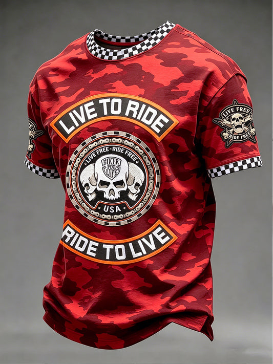 Ride to free printed vintage fashion loose short sleeve tshirt