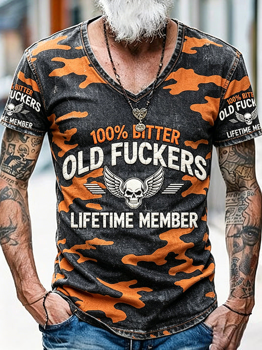 Old fuckers club tištěné vintage fashion volné krátké rukávy tshirt