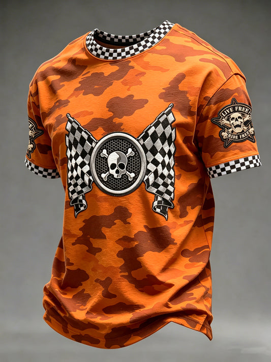 Ride to free printed vintage fashion loose short sleeve tshirt