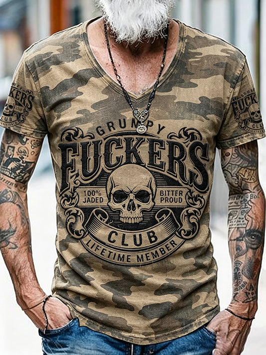Old fuckers club tištěné vintage fashion volné krátké rukávy tshirt