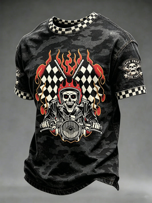 Ride to free printed vintage fashion loose short sleeve tshirt