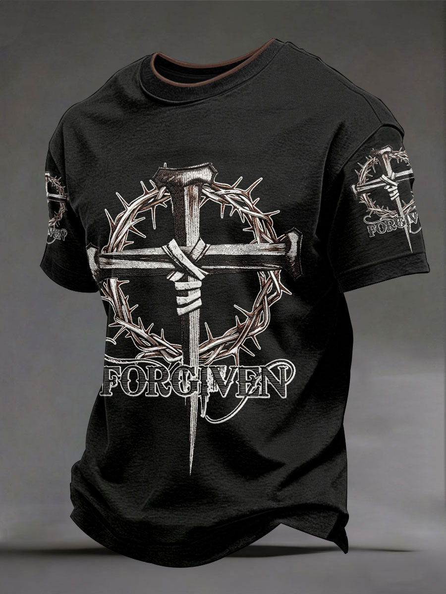 Pánské odpuštěné křížové trn trička