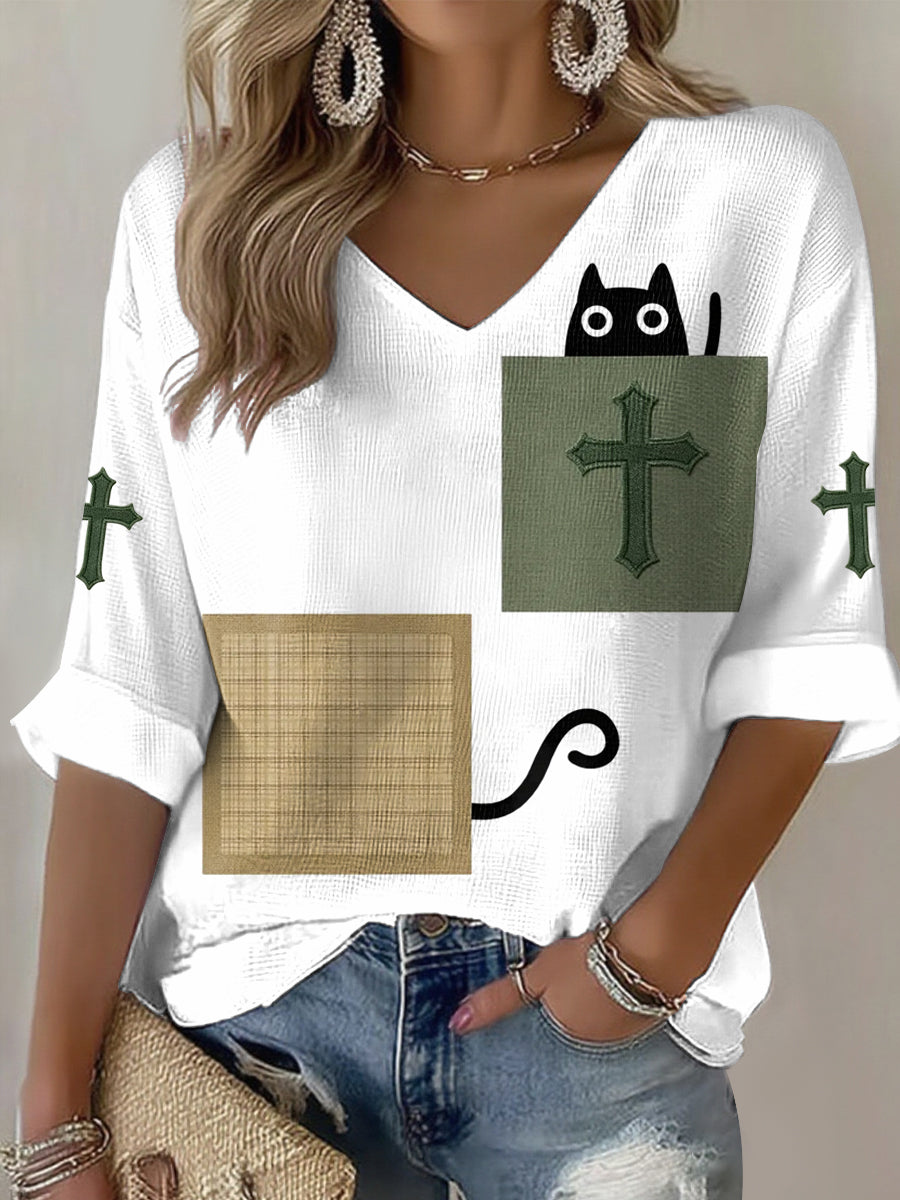 Ženské víra tisk neformální tričko