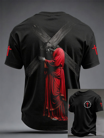 Pánské trička ježíšovo křížové tištěné tkošile