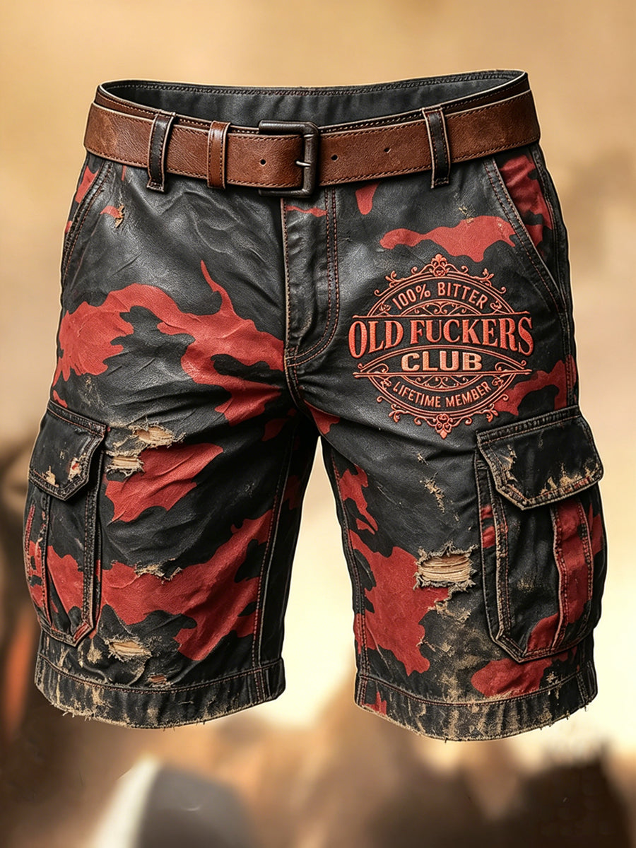 Pánské retro dovolená business old fuckers club art print casual shorts