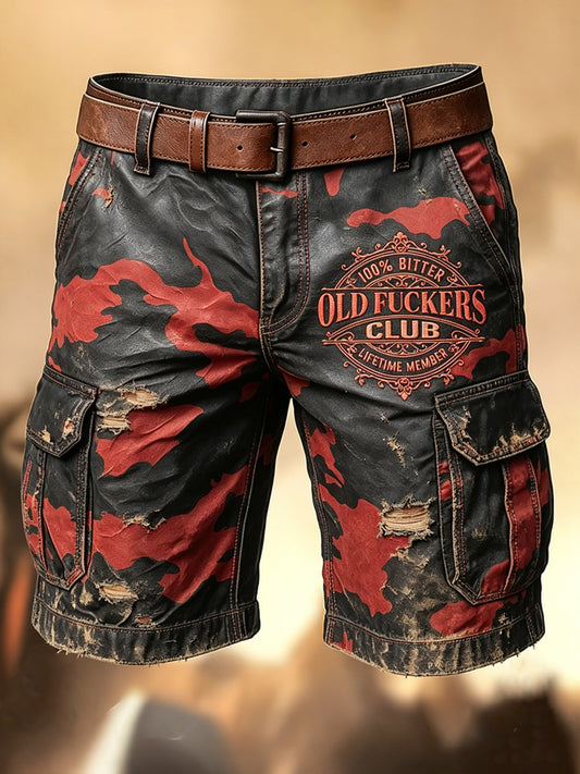 Pánské retro dovolená business old fuckers club art print casual shorts