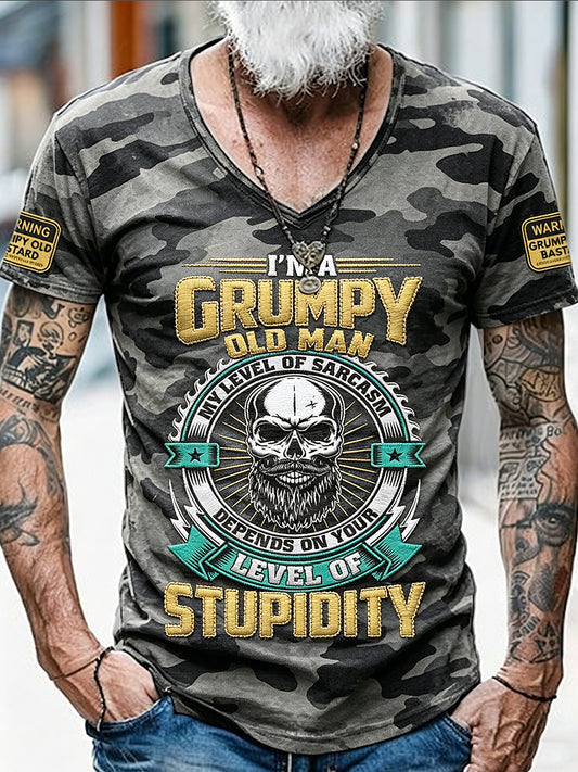 Men old fuckers club print casual short sleeved shirt