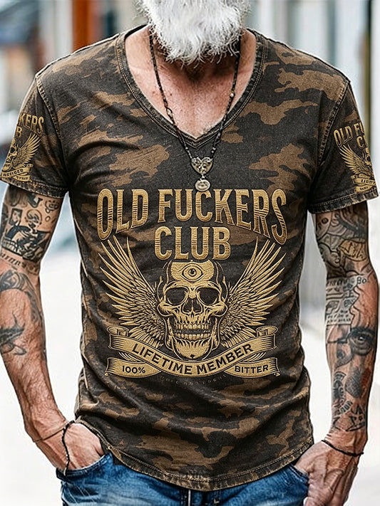 Old fuckers club tištěné vintage fashion volné krátké rukávy tshirt