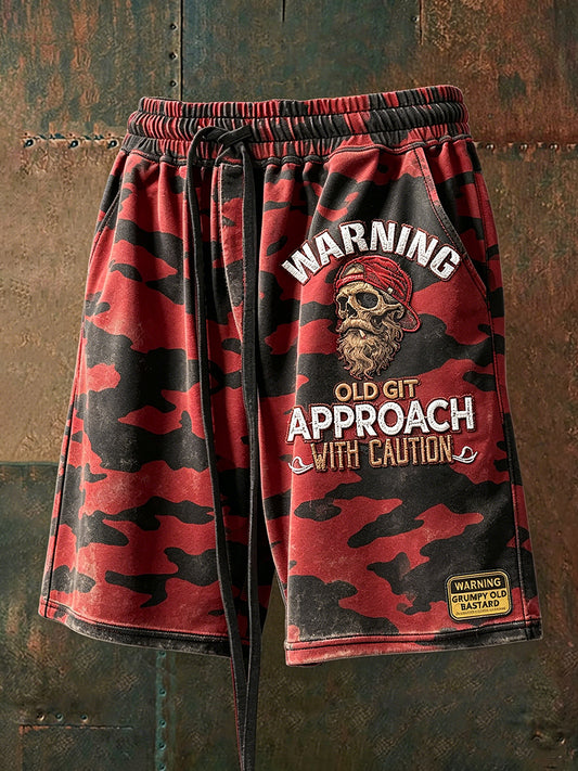 Men old fuckers club print casual shorts