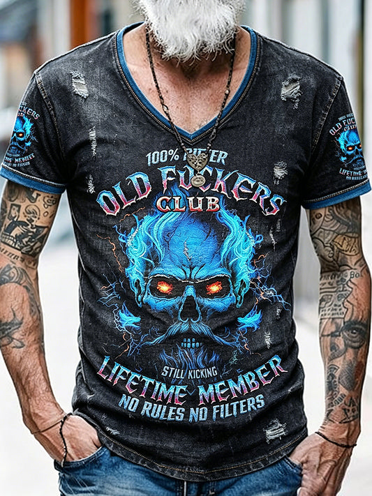 Old fuckers club tištěné vintage fashion volné krátké rukávy tshirt