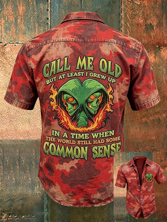 Men old fuckers club print casual short sleeved shirt