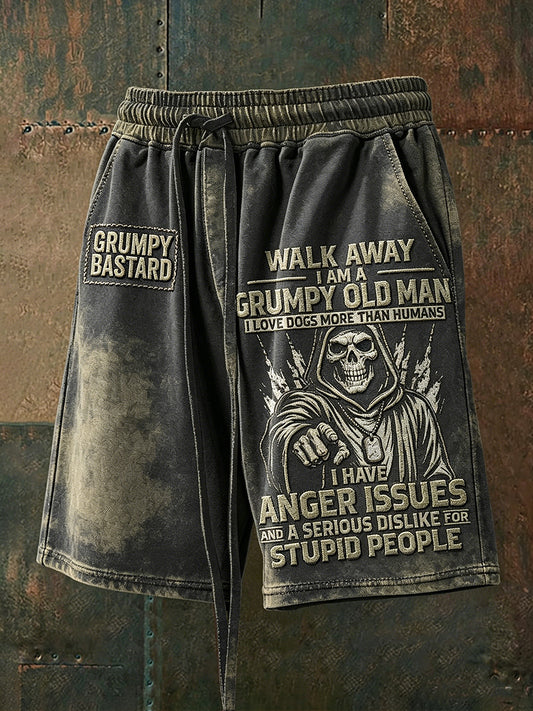 Men old fuckers club print casual shorts