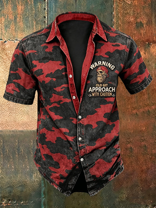 Men old fuckers club print casual short sleeved shirt
