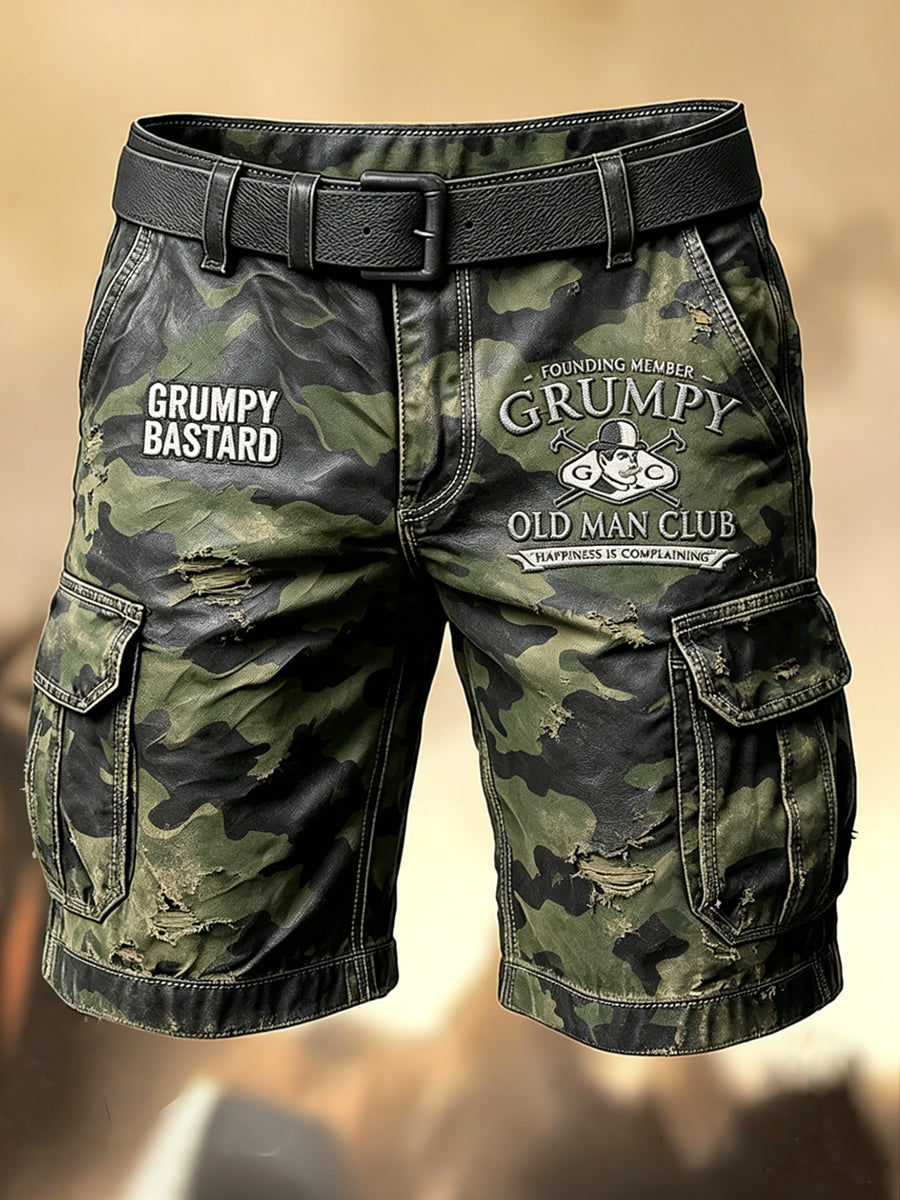 Pánské retro dovolená business old fuckers club art print casual shorts