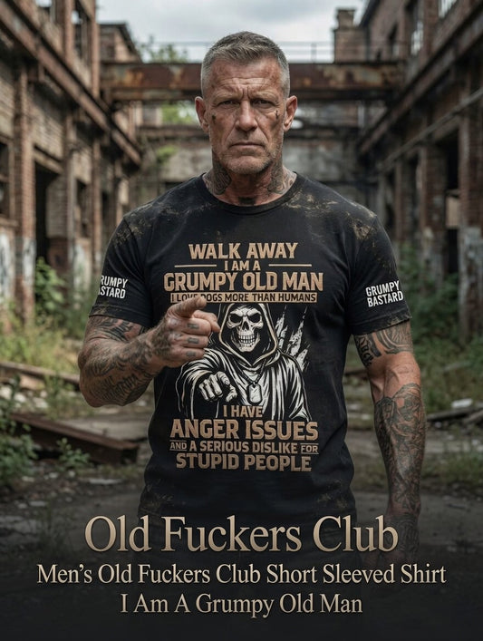 Pánské drsný starý muž tištěné vintage módy volné krátké rukávy tshirt