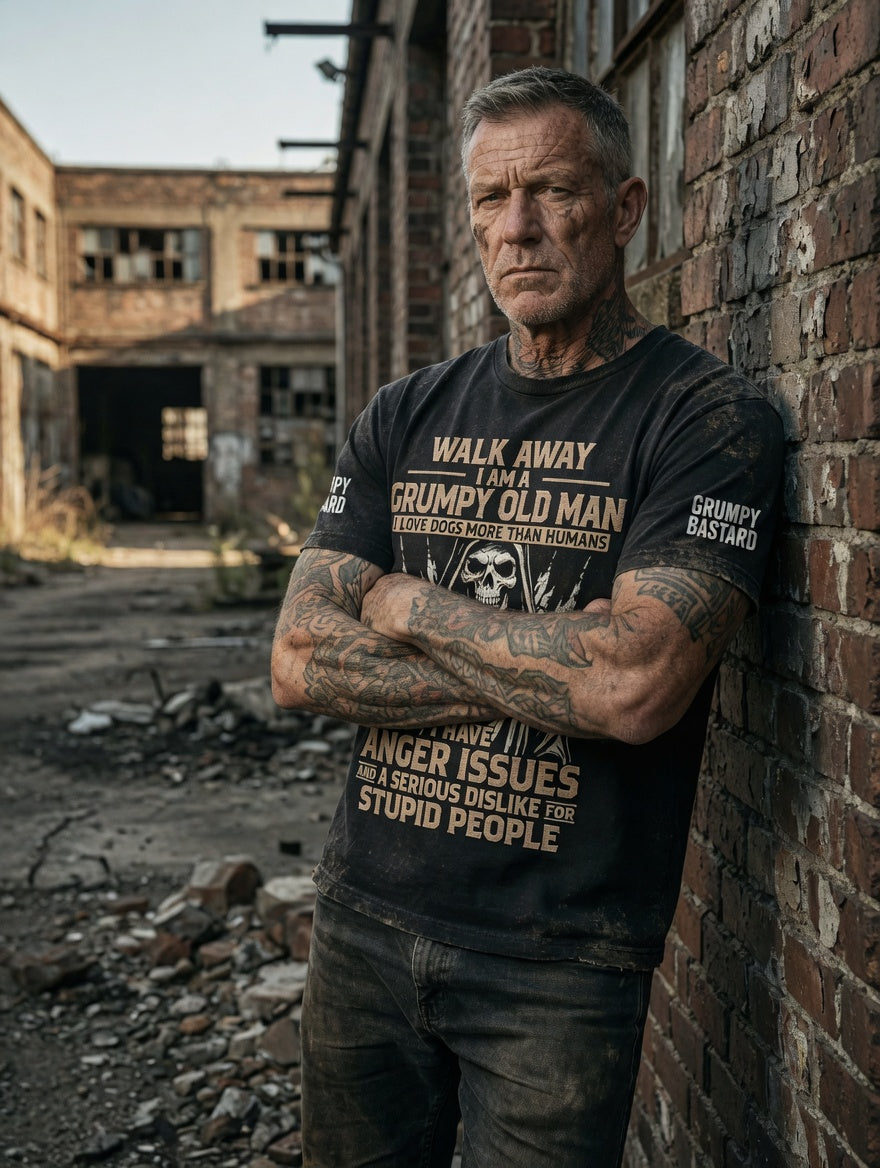 Pánské drsný starý muž tištěné vintage módy volné krátké rukávy tshirt