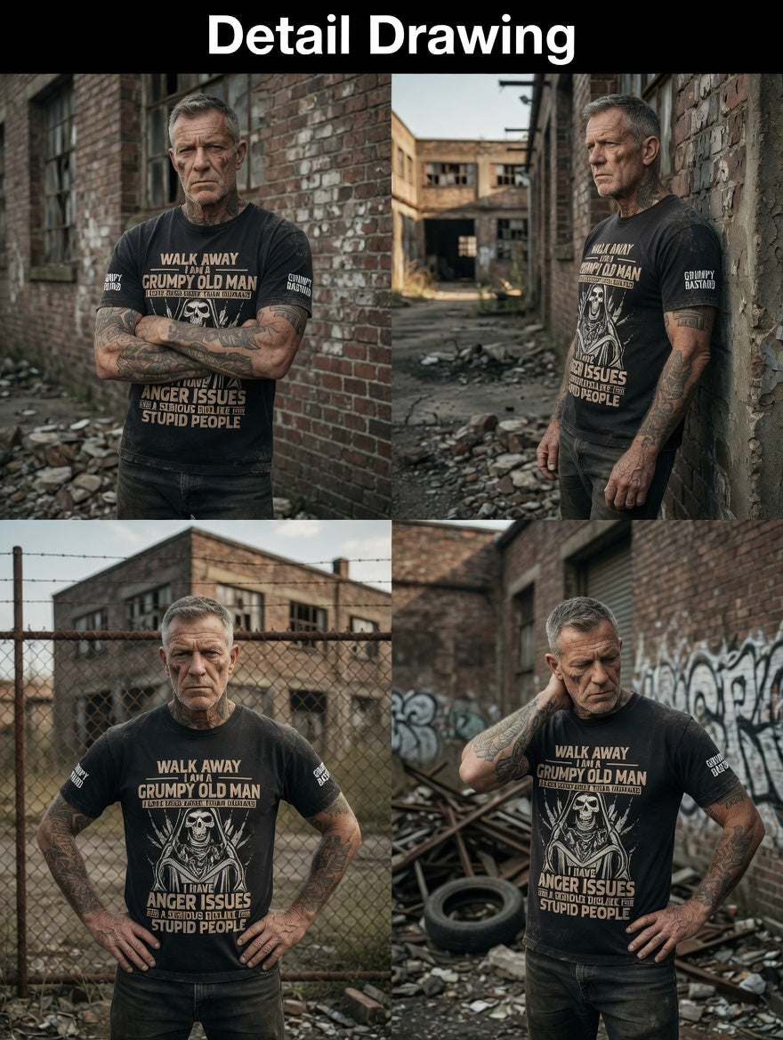 Pánské drsný starý muž tištěné vintage módy volné krátké rukávy tshirt