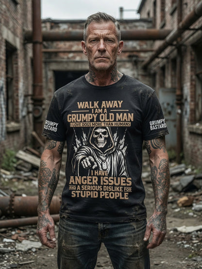 Pánské drsný starý muž tištěné vintage módy volné krátké rukávy tshirt