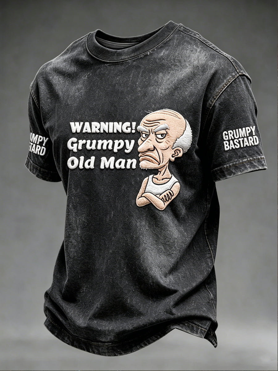 Pánské drsný starý muž tištěné vintage módy volné krátké rukávy tshirt