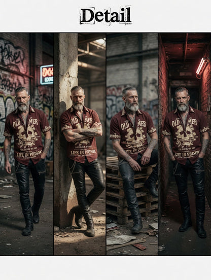 Pánské mrňavý starý muž tisk neformální krátké rukávy košile