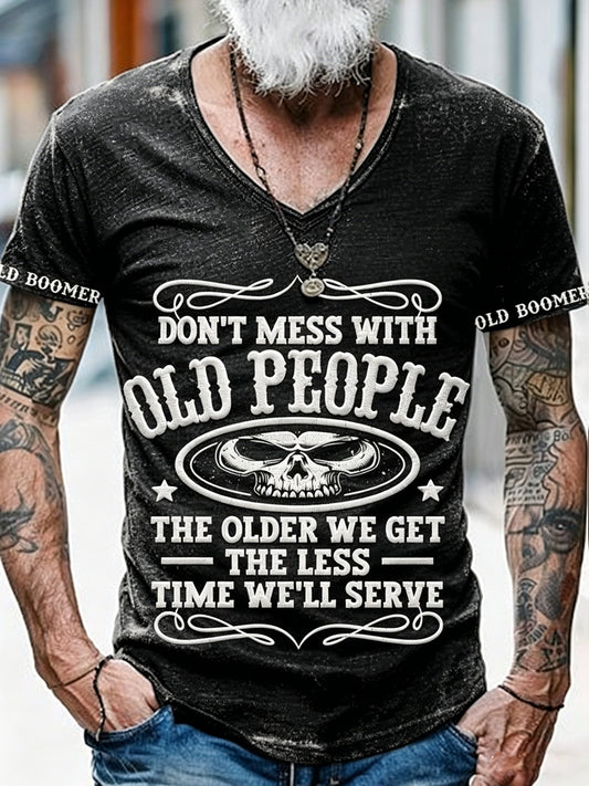 Muži nechcou pryč starý peopel tištěné vintage módy volné krátké rukávy tshirt